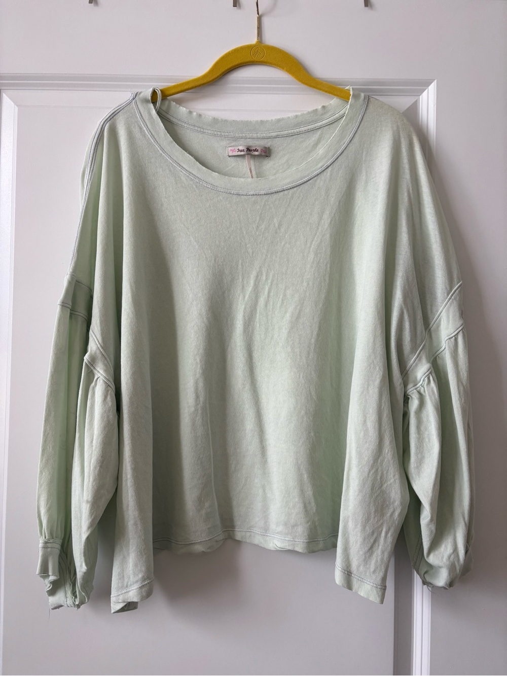Free People Light Sage Oversized Crewneck T Shirt